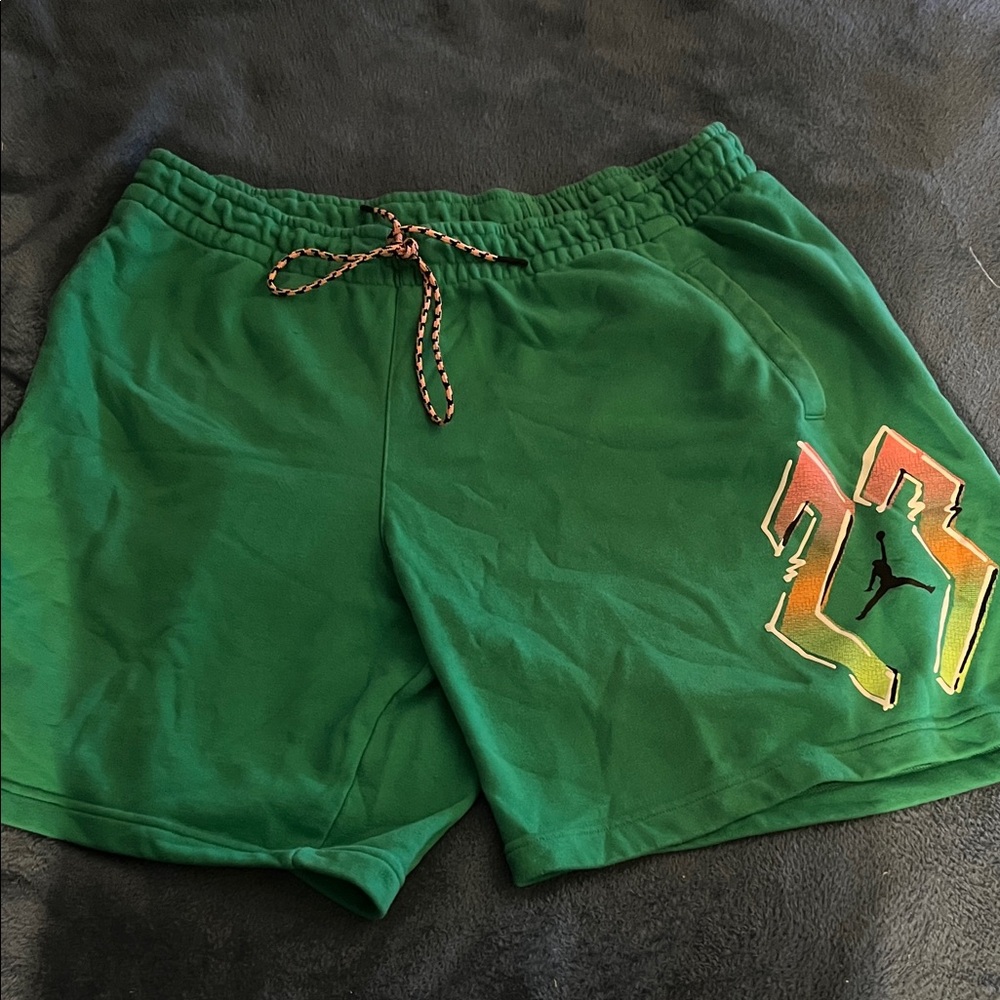 Authentic Jordan Men's Athletic Green Shorts with Graphic 23 design